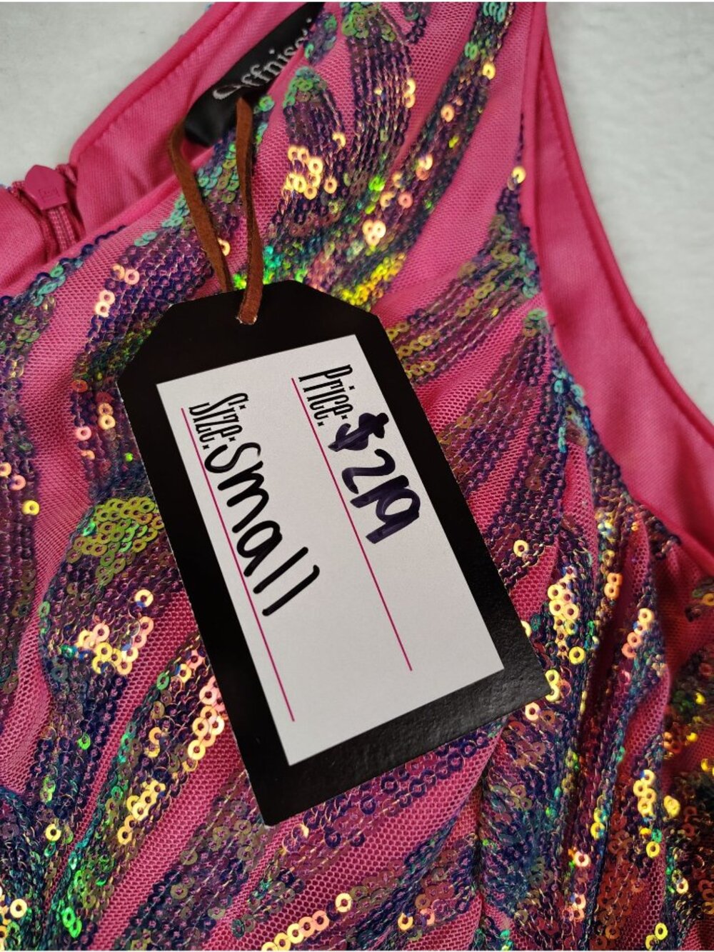 NEW Giffniseti Sequin Prom/Formal Dress Womens Small Pink Holographic Mermaid - Picture 12 of 17